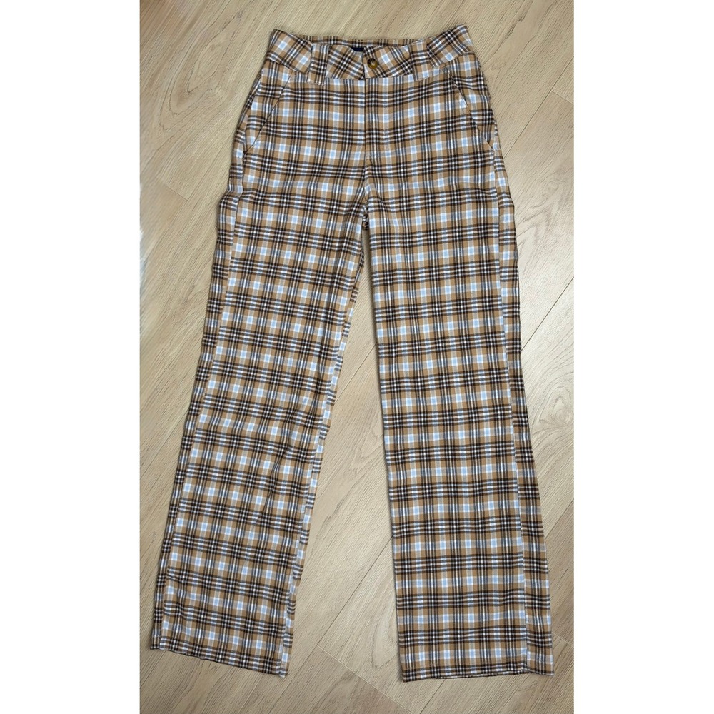 Hollister High-Rise Baggy Plaid Trousers